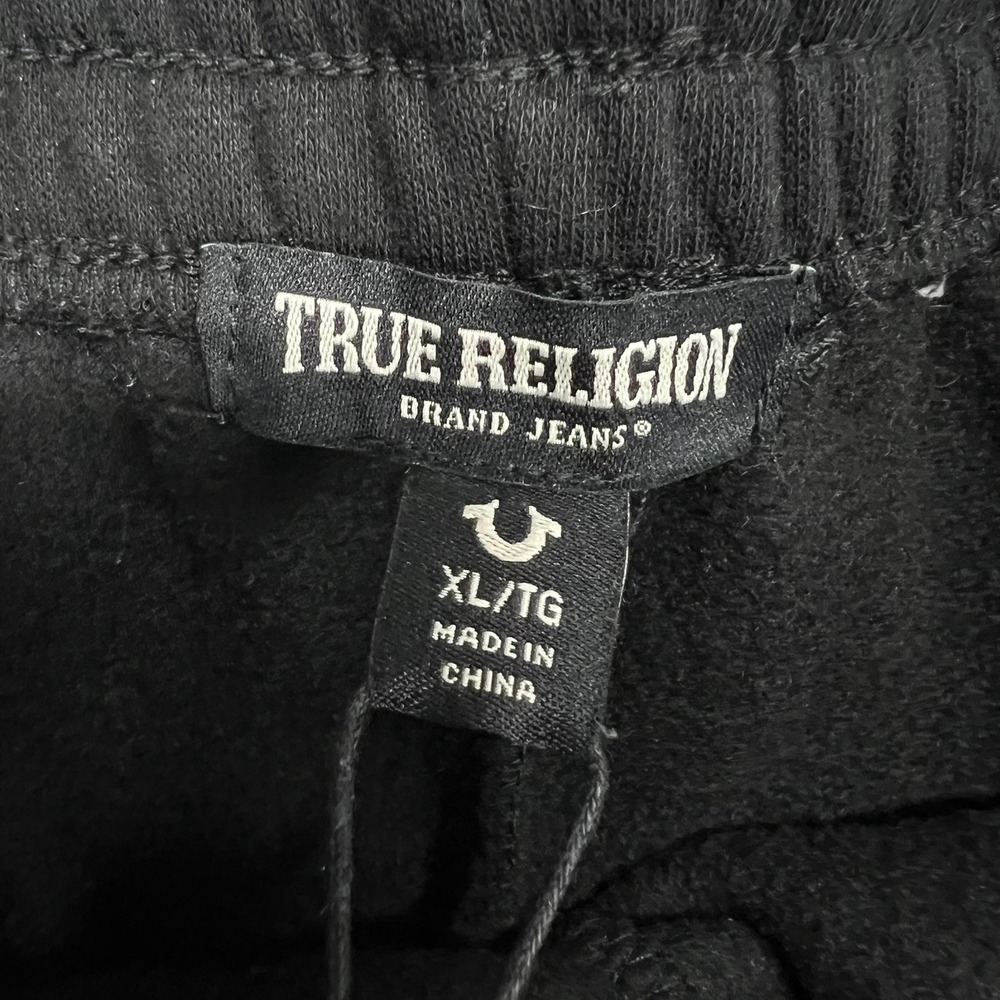 True Religion Jeans Sweat Shorts Jet Black XL Mens Multi Print Relaxed Fit - Picture 5 of 12